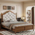 Queen Size Bed Frame with 51" Tall Wingback Headboard, Fabric Upholstered Wooden Platform Bed Frame, No Box Spring Needed, Solid Wood Legs