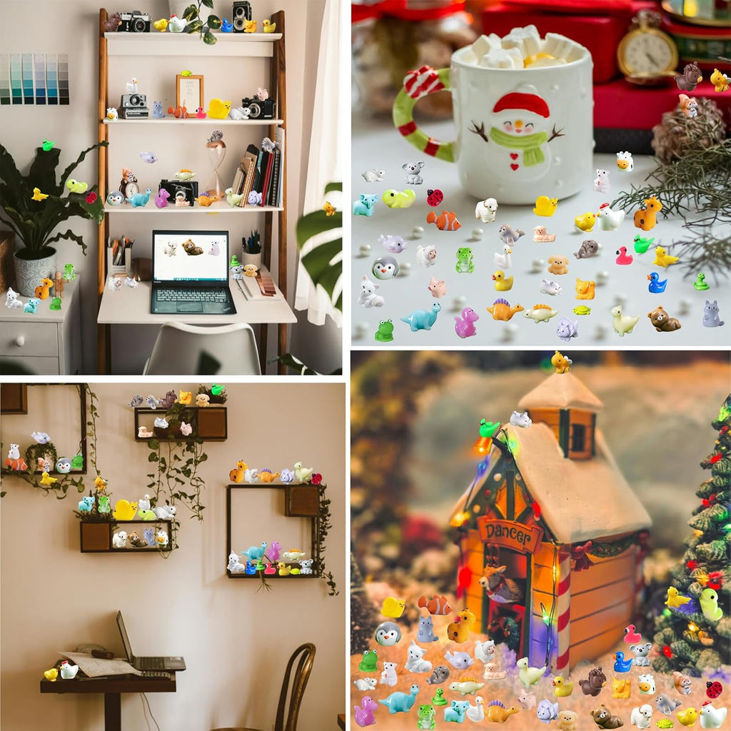 45-Piece Mini Resin Animals, 45 Styles Resin Animals Variety Pack for Dollhouse Fairy Garden Miniature Accessories Home Landscape Aquarium Hide DIY Crafts Decor Gift Giving