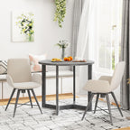 Giantex 36" Round Dining Table for 4, Kitchen Table with Wing-Shaped Base, Wood Grain Tabletop, 220Lbs Capacity, Coffee Tables for Dinette, Dinner, Dining Room, Living Room, Restaurant (Grey)
