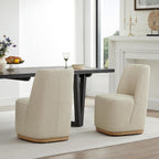 CHITA Upholstered Rolling Dining Chair on Casters Set of 4, Oatmeal | FSC Certified Modern Fabric Dining Chair with Casters, Boucle Dining Chairs for Reading Room Kitchen Dining Room