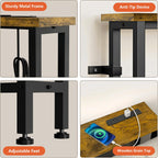 90" Narrow Sofa Table with Outlets (2 AC Outlets & 2 USB Ports), Behind Couch Table with Charging Station, Long Skinny Console Table for Living Room, Entryway and Hallway (Rustic Brown)