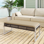 Tangkula Outdoor Ottoman, Patio Rattan Heavy Duty Wicker Footrest with Soft Cushion & Metal Frame, Extra Seating, for Porch, Backyard, Lawn and Poolside (1)