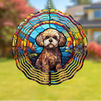 Poodle Dog Wind Spinners Outdoor Dog Memorial Gifts, 3D Metal Kinetic Hanging Garden Wind Spinner, Spinner Decor, Wind Sculptures for Outdoor & Indoor, Window, Yard Decor (Poodle 2)