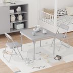Kids Folding Table and Chairs Set 3-Piece PU Padded No Assembly | Fold-Flat Design + No Assembly + PU Padded Comfort – A Perfect Space-Saving Activity Set for Kids Ages 2-8
