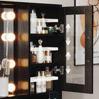 Makeup Desk with Drawers & Cabinet & Dresser, Black Vanity Table with Drawer Dresser, Large Vanity Table with 8 Drawers, Vanity Desk with Large Mirror and 3-Color Lights for Girls, Dressing Table 59"