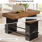 Tribesigns 62.2-Inch Dining Table for 4-6, Counter Height Dining Room Table with Footrest, High Top Kitchen Bar Table for Living Room, Kitchen, Pub