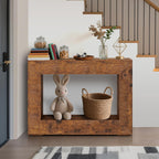 47" Farmhouse Console Table - Long Sofa Table Behind Couch, Wooden Entryway Table for Living Room, Hallway, Entrance, Rustic Rectangular Design, Brown