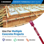 Sandbaggy Concrete Turnbuckle Form Aligner with 5" x 3" Bent Plate (35" - 37.5" Length) - Rust Resistant Steel - Adjustable Wall Brace - Aligns & Plumbs Form Walls, Columns, or Beams (35 inches, 4)