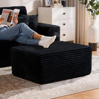 37" Plush Ottoman, Upholstered Cloud Footrest for Couch in a Box,Oversize Poufs for Living Room & Bedroom Sofa Ottoman,Comfy Seating with Dense Foam, Black (Plush Corduroy Fabric)
