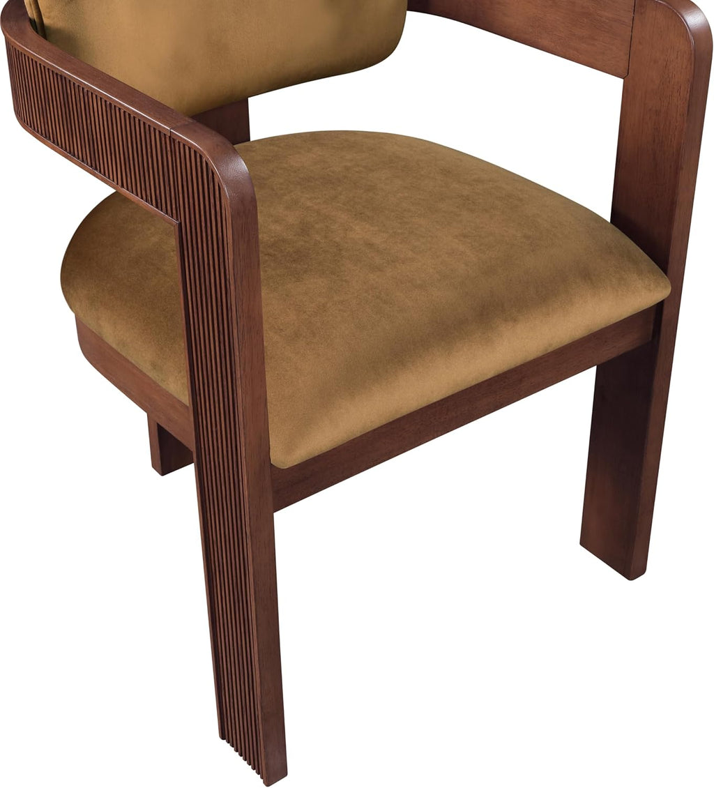 Meridian Furniture Sacha Velvet/Rubberwood Dining Chair, Saddle, Set of 2