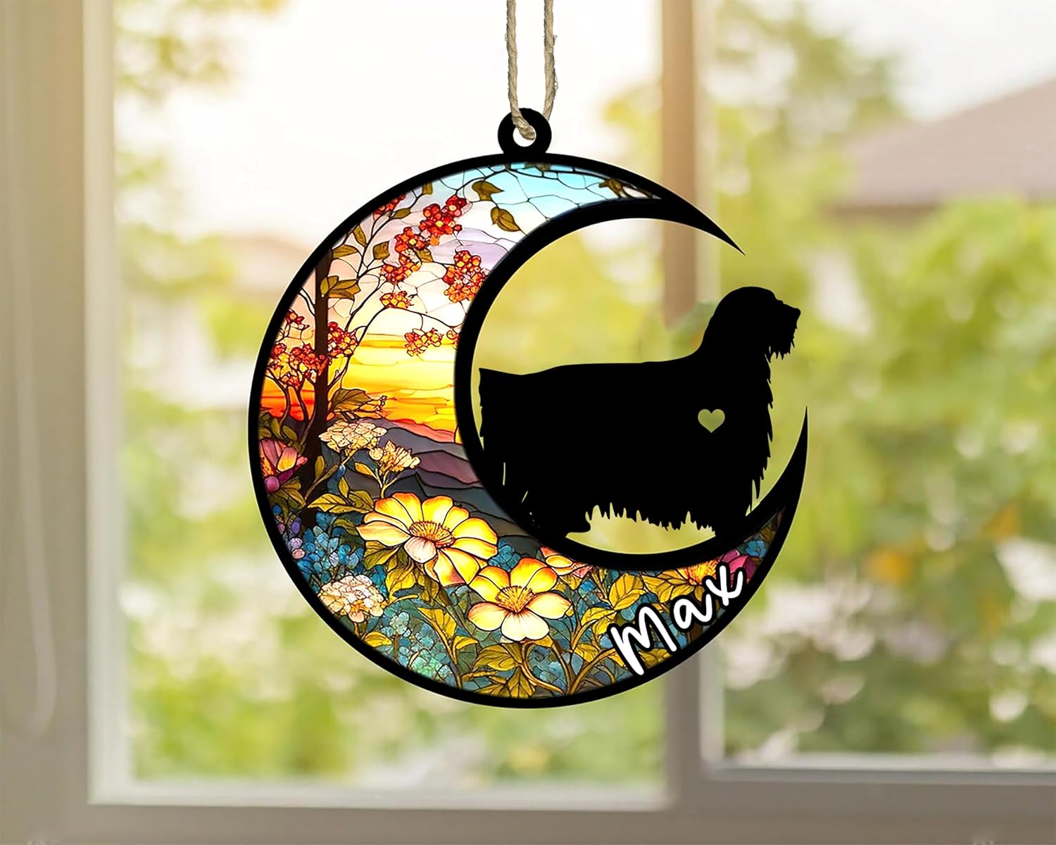 Personalized Dog Memorial, Custom Name Komondor Dog Christmas Ornament with Name, Custom Breeds, Pet Loss Light Catcher, Gifts for Lovers Loss of Pet Sympathy on Mothers Day Christmas