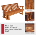 Amish Heavy Duty 800 Lb Roll Back Pressure Treated Porch Glider (4 Foot, Cedar Stain)