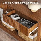 Fluted Entryway Table with 2 Drawers, 47" Console Table for Entryway, Wooden Table with Storage for Living Room, Foyer, Hallway, Office, Brwon