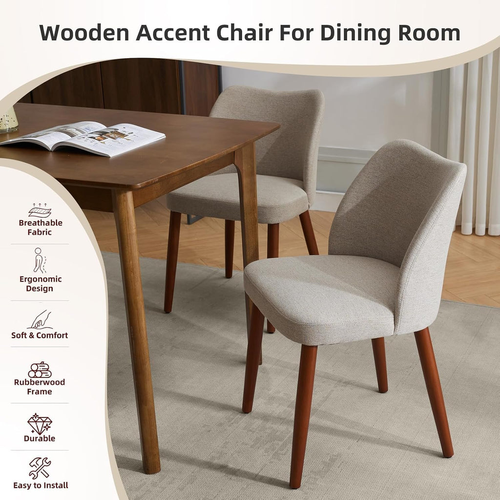GarveeHome Dining Chairs Set of 4, Modern Hollow Back Dining Room Chair | Upholstered Kitchen Chairs with Adjustable Foot Pads, Wooden Dinner Chair for Kitchen Dining Room