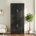 Wanfu 71" Tall Pantry Cabinet, Metal Kitchen Pantry Cabinet with 4 Doors and 4 Adjustable Shelves, Kitchen Pantry Storage Cabinets, Metal Storage Cabinet for Kitchen, Dining Room, Living Room-Black