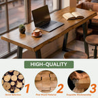 63” Solid Wood Bar Table, Commercial Grade Counter Height Table with Metal Legs, Heavy Duty Long Pub Table for Restaurant, Bar, Café & Hospitality Use, Rustic Brown Black