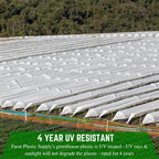 Farm Plastic Supply - String Reinforced 4 Year UV Resistant 10 mil White Greenhouse Plastic Sheeting - 4 Year UV Resistant Polyethylene Greenhouse Film, Hoop House Green House Cover (16' x 20')