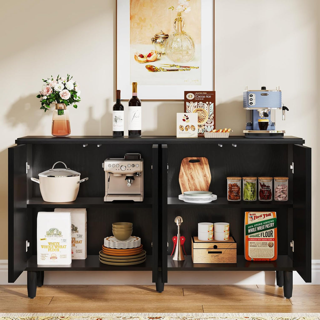 Tribesigns Buffet Cabinet Sideboard with Storage, Modern Storage Cabinet Sideboard Buffet Table with Doors for Living Room Kitchen Dining Room (Black)