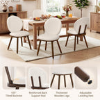 LUE BONA Dining Chairs Set of 4, Upholstered Fabric Kitchen Chairs with Dual-Spine Backrest, Kitchen Chair with Solid Wood Legs and Ergonomic Curved Seat, Easy Assembly for Kitchen Dining Room, White