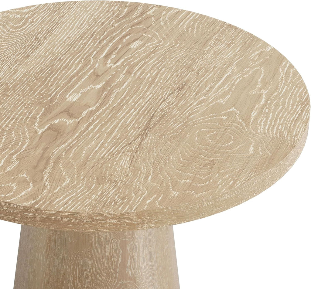 Furniture of America Crambel Modern Solid Rubberwood 20-inch Round End Table with Cone-Shaped Pedestal Base, Living Room Furniture for Small Space, Home Office, Oak Finish