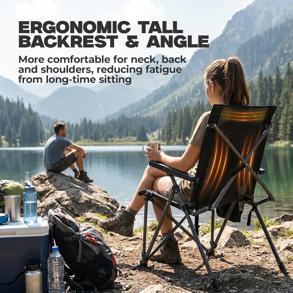Alvantor® Camping Chair, Full Mesh Folding Beach Chair Breathable High Back Portable Lawn Chair for Outdoor, Armrest, Cup Holder, Easy Use Seat for Travel, Fishing, Pinic, Sports Event, 24"x31"x38"
