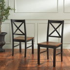 SAFAVIEH Home Collection Akash Farmhouse Black & Walnut Dining Chair Set of 2