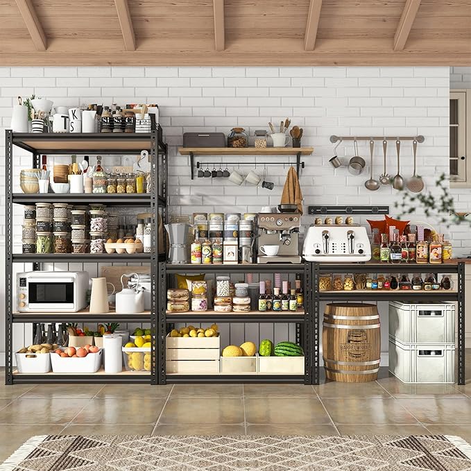 REIBII 2000LBS Garage Shelving Heavy Duty Storage Shelves 72" H Metal Shelving for Garage Shelves Adjustable Metal Shelf for Basement Pantry 35.5" W x 72" H x 15.8" D
