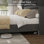 LARMACE King Size Bed Frame Velvet Upholstered Platform Bed with Wingback Headboard & Footbaord, Deep Button Tufted Bed Frame with Wood Slats Support, No Box Spring Needed, Grey