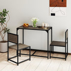 COSTWAY 3-Piece Small Dining Table Set for 2, Industrial Dinette Set with Sturdy Metal Frame & Wood Grain Tabletop, Space-Saving Kitchen Table and Chairs for Apartment, Small Spaces (Gray Oak)