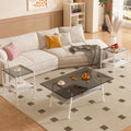3-Piece Glass Coffee Table and End Table Sets for Living Room, Modern Living Room Tables Set of 3 Tempered Glass Coffee Table & 2 End Side Table with Storage for Small Spaces (3, Gray White)