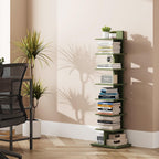 TUTOTAK Book Shelf, Narrow Spine Bookshelf, 8-Tier Bookcase for Small Space