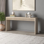 Henn&Hart 64" Rectangular Fluted Console Table, Ribbed Entryway Table, Sofa Table for Entryway, Living Room, Couch, Hallway, or Office, Beech White