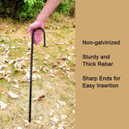 AAGUT 20 Pack Rebar Stakes J Hook 36 inch Heavy Duty Trampoline Stakes Steel Ground Anchors with Chisel Point End for Camping Tent Canopy and Chain Link Fence,Black