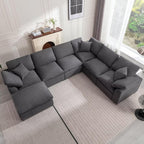 Siiejia Modular 7 Seater Sectional Sofa, Oversized Cloud Couches, Dark Grey