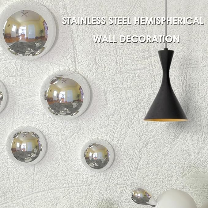6pcs Hollow Hemisphere Ball Gazing Ball Half for Outdoor Decoration Shopping Mall Decor Wall Decorated (Silver)