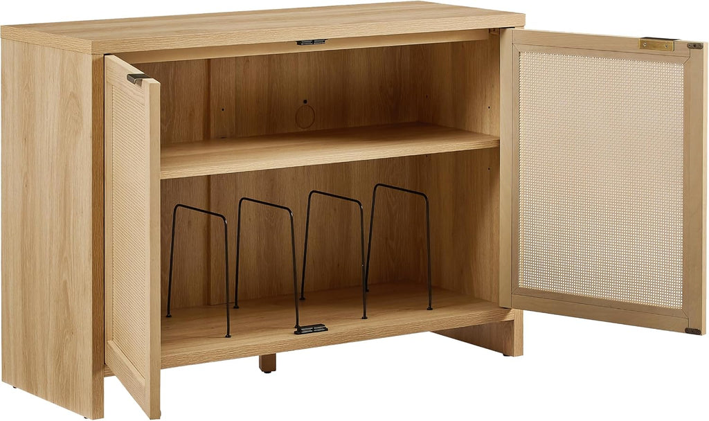 Crosley Furniture Kenji Record Player Cabinet with Vinyl Storage, Media Stand, Modern Home Organizer, Ash