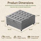 LINLUX Grey Leather 36 Inch Square Large Living Room Lift Top Ottoma | LINLUX Tufted Upholstered Shoe Storage Entry Bench, Bed Benches For Foot Rest, Lift Footrest For Dorm Bedroom Office