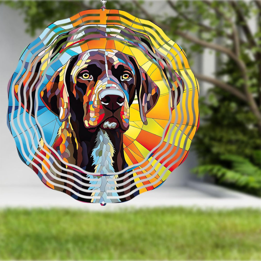 German Shorthaired Pointer Dog Wind Spinners Outdoor Dog Memorial Gifts, 3D Metal Kinetic Hanging Garden Wind Spinner, Spinner Decor, Wind Sculptures for Outdoor & Indoor, Window, Yard Decor (GSP 2)