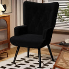 TLSUNNY Accent Chair, Upholstered Teddy Fabric Living Room Chairs | High Back Mid Century Modern Accent Chair, Comfy Wingback Chair for Living Room, Bedroom