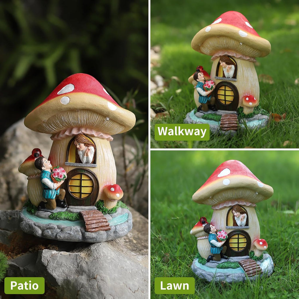 Solar Garden Outdoor Statues Princess and Prince with 4 LED Solar Figurine for Lawn,Patio,Balcony,Yard Decor Unique Housewarming Gift, for Gril,Mom,Grandma,Father,Woman