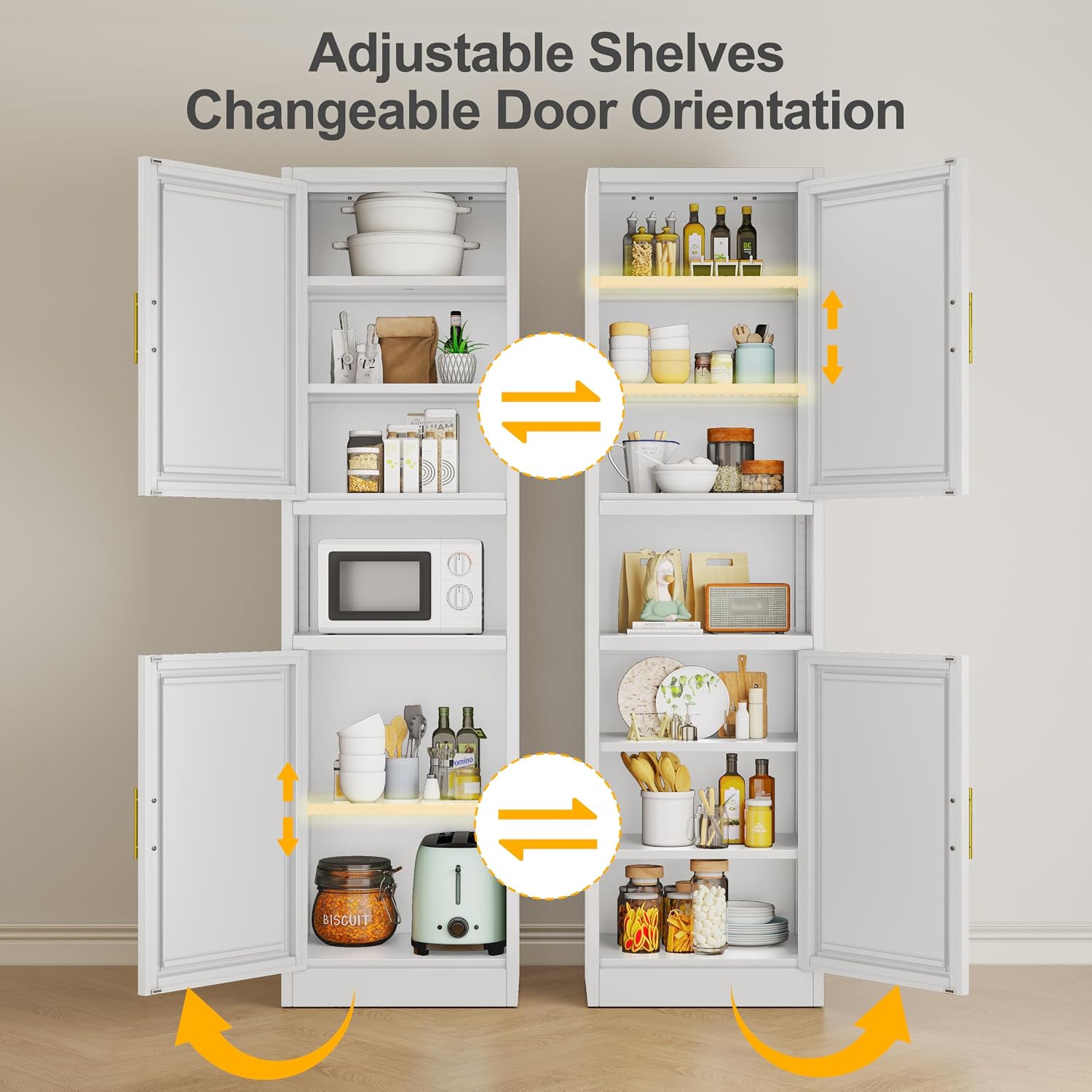 Ckzbx Tall Narrow Storage Cabinet 66.93" H Tall Bathroom Cabinet Metal Pantry Cabinets, 4 Adjustable Shelves for Kitchen, Home Office, Living Room, Dinning Room (20 inches Wide White)