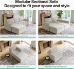 Novilla 108" Modular Sectional Sofa, Modular Sectional Couches for Living Room Bedroom, Chenille Removable Cover Cloud Couch with Smarts Coil® Support L-Shaped Couch(Beige, 3 Seater + 1 Ottoman)