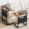 Giikin TV Tray Table, 23.6" Extra Large Side Table, Adjustable Height TV Trays for Eating on Couch, 90° Tilt Angle Foldable C-Shaped End Table with Storage for Small Spaces Sofa Bed Dinner
