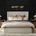 RECCI King Size Upholstered Platform Bed Frame with Tall Wingback Headboard