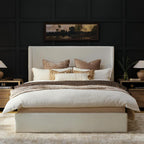 RECCI King Size Upholstered Platform Bed Frame with Tall Wingback Headboard