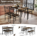 5 Piece Dining Table Set, Modern Metal&Wood Kitchen Dinner Table with 4 Chairs, Dining Room Table Sets for Small Spaces, Brown