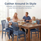 HNY Blue Wood Dining Chairs Set of 4, Farmhouse Kitchen Chairs with High Backrest and Wooden Legs, Armless Dining Side Chairs for Kitchen/Dining Room/Restaurant