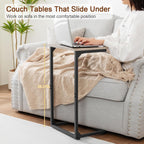 AMHANCIBLE C Shaped End Tables Set of 2, Couch Side Tables that Slide Under Sofa, Slim TV Trays for Living Room and Bedroom, Narrow Space Saving Laptop Workstation, Grey, HET02BGY