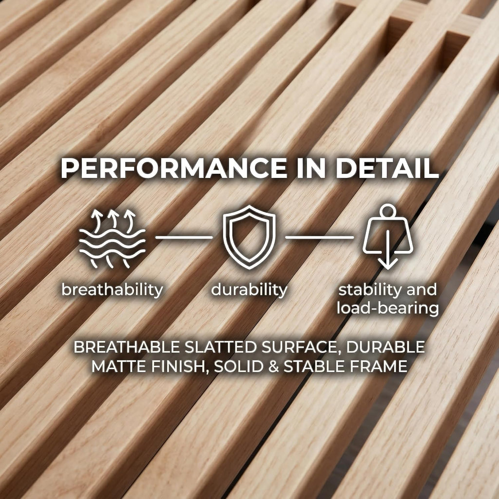 HNY Modern Entryway Bench Wood Dining Bench Minimalist Nelson Bench with Metal Legs for Bedroom Dining Room Hallway Foyer Living Room, Natural Finish