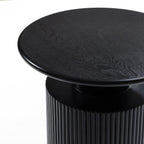 LuxenHome 21" Black Round Side Table, Fluted End Table for Small Spaces
